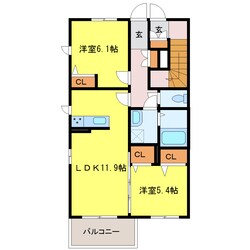 郡山駅 徒歩52分 1階の物件間取画像